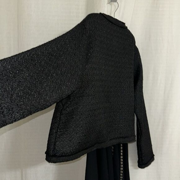 IS 3X Black Button Front Tweed Blazer with Gold Tone Pearl Buttons and Pockets - Picture 9 of 13